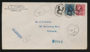 Canada #MR2Bi on cover with two cent carmine