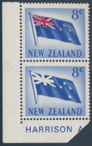 New Zealand #392a Flag pair missing red colour