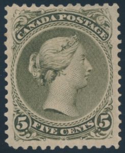 Lot 79, Canada 1875 five cent olive green Large Queen, mint F-VF, perf 11-3/4x12sold for $1955