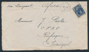 Lot 948 Canada #111 1912 5c blue Admiral Cover to Sénégal