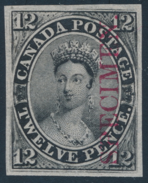 Canada 1851 twelve penny black plate proof