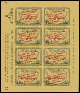 Lot 287, Canada 1927 five cent Patricia Airways with type C overprint, VF NH pane of eight, realized $1668