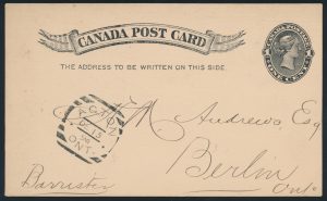 Lot 3257, Canada 1894 postcard with ACTON ONT Hammer 1 squared circle, RF 180