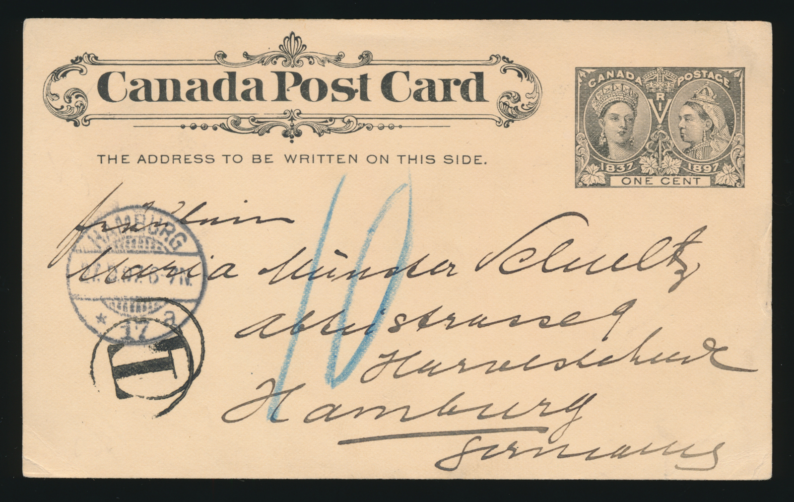 144 Year Old Canadian 1cent Post Card Dated 01/31/1874
