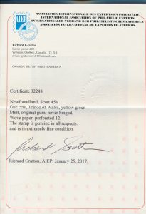 2017 Richard Gratton Certificate