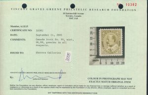 2001 V. G. Green Foundation certificate