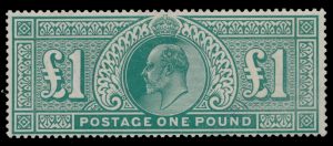 Lot 346, Great Britain 1902 one pound blue green KEVII, mint VF