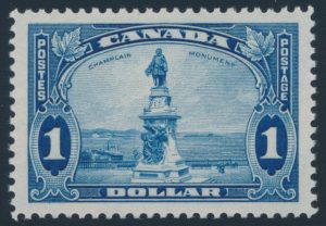 Lot 414, Canada 1935 one dollar Champlain, XF NH