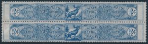 Lot 537, Canada 1938 10/12c blue Caribou beer revenue, NG XF pair
