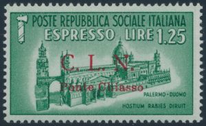 Lot 912, Italy 1945 1.25 lira green Destroyed Monuments Special Delivery