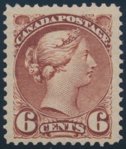 Lot 178, Canada 1890s six cent red brown Small Queen, VF NH.