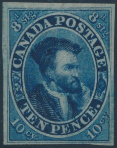Lot 31, Canada 1855 ten pence blue Cartier, VF used with very light cancel
