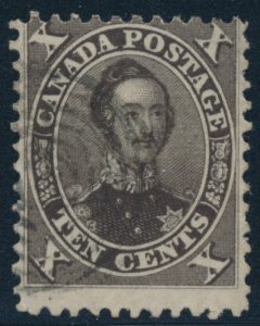 Lot 1163, Canada 1859 ten cent black brown Consort, Fine with neat target cancel