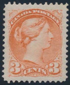 Lot 1232, Canada 1880s three cent orange red Small Queen, XF og