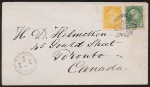 Ex-Lot 297 (Hillson obliterators), 1878 registered cover from Berkeley UC, with two strikes of the Holland UN brass intaglio crown seal
