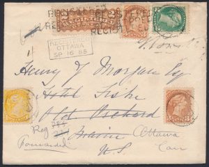 Lot 326, Canada 1885 registered cross border cover, Ottawa to Old Orchard Maine, very fine, sold for C$718