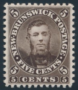 Lot 407, New Brunswick five cent dark brown Connell plate proof on India paper, VF