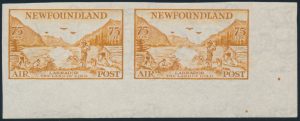 Lot 483, Newfoundland 1933 Air Mail VF set in horizontal pairs, sold for C$2,457