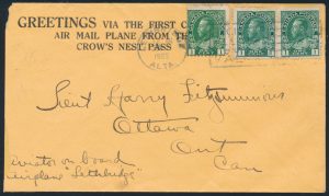 Lot 903, Canada 1922 Lethbridge to Ottawa flight cover, sold for C$380