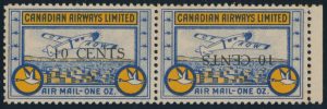 Lot 617, Canada 1932 Canadian Airways Ltd. surcharge, mint horizontal pair, one showing inverted surcharge