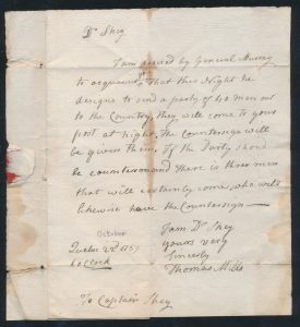 Lot 1102, Canada 1759 third of three folded letters from the Québec Military Campaign to Captain Boughey Skey, group sold for C$53,820