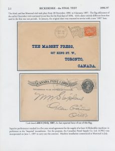 Lot 1223, Montreal 1896-97 type 3 Involute Flag cancel on Small Queen cover, sold for C$877