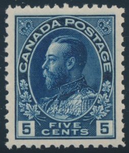 Lot 203, Canada 1912 five cent indigo Admiral, XF NH