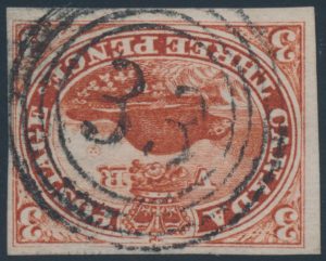 Lot 17, Canada 1852 three penny red Beaver, F-VF used Port Hope, sold for C$468