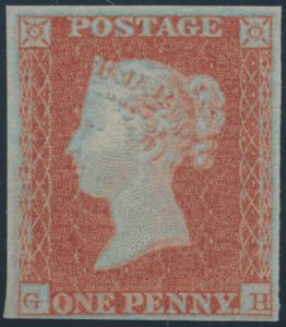 Lot 408, Great Britain 1841 one penny red brown, VF NH, sold for C$438