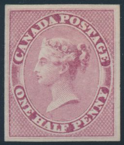 Lot 28, Canada 1857 half pence rose Queen Victoria, XF o.g.