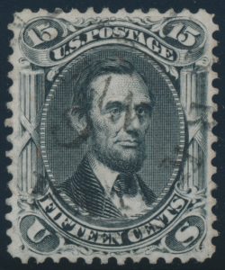 Lot 372, USA 1866 fifteen cent black Lincoln, XF used with neat c.d.s.