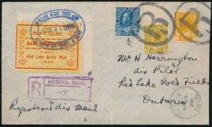Lot 614, Canada 1926 Regina to Red Lake Jack Elliot Air Mail Registered Cover, sold for C$351