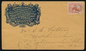 Lot 741, Canada 1847 Illustrated Advertising Cover with three penny red Beaver, Hamilton to Norwichville