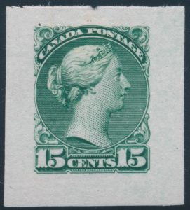 Lot 183, Canada fifteen cent Small Queen engraved die essay in green on India paper