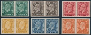 Lot 243, Canada 1932 1c to 8c King George V Medallion imperfs in VF NH horizontal pairs