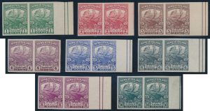 Lot 444, Newfoundland 1919 Trail of Caribou set in horizontal pairs, mint unused