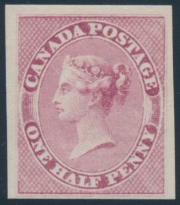 Lot 55, Canada 1857 half pence rose Queen Victoria, VF with full o.g.