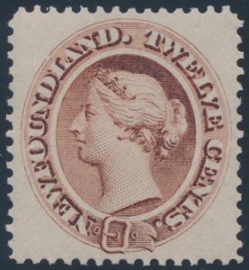 Lot 302, Newfoundland 1894 twelve cent brown Queen Victoria, XF NH
