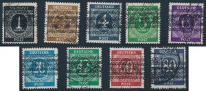 Lot 1038, Germany 1948 1pf to 80pf Numeral set with Double Posthorn Band overprint, c.d.s cancels, F-VF overall