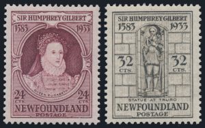 High Values from Lot 354, Newfoundland 1933 Sir Humphrey Gilbert issue extended set, VF NH, sold for C$848