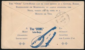 Back of Lot 1175, Canada 1896 Piano illustrated advertising cover with three cent Small Queen, Ottawa to Wisconsin 