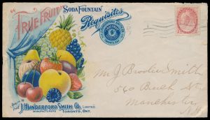 Lot 123, Canada 1902 two cent numeral Illustrated Advertising Cover, sold for C$1,404