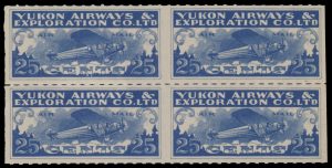 Lot 670, Canada 1927 25c blue Yukon Airways & Exploration Co. Ltd., imperf vertically, VF NH