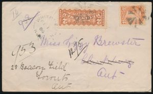 Lot 1093, Canada 1886 Whitemouth Keewatin registered cover to Clarksburg Ontario, sold for C$877