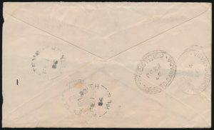 Lot 1093, Canada 1886 Whitemouth Keewatin, back of registered cover to Clarksburg Ontario, sold for C$877