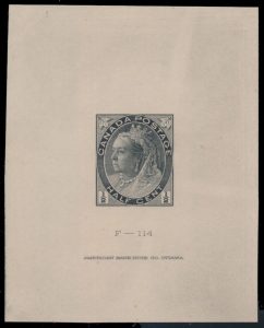 Lot 25, Canada Queen Victoria Numeral set of trial colour large die proofs, 1/2c to 20c, sold for C$29,250