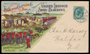 Lot 67, Canada 1898 one cent Illustrated Patriotic Advertising VF cover, Berlin Ontario to Halifax, sold for C$936
