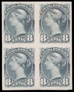 Lot 103, Canada eight cent Small Queen plate proof block of four in slate grey, VF