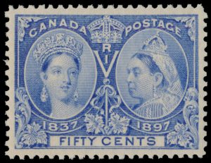 Lot 135, Canada 1897 fifty cent ultramarine Jubilee, XF NH