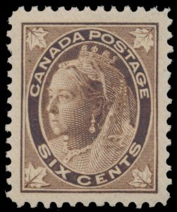 Lot 152, Canada 1897 six cent brown Queen Victoria Leaf, XF NH
